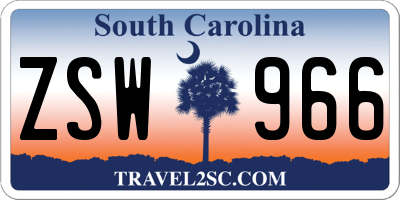 SC license plate ZSW966