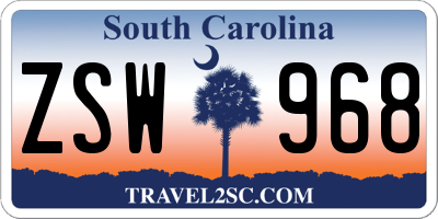 SC license plate ZSW968