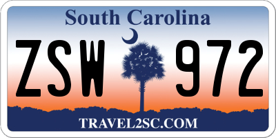 SC license plate ZSW972