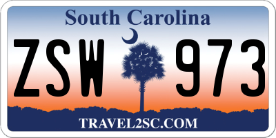 SC license plate ZSW973