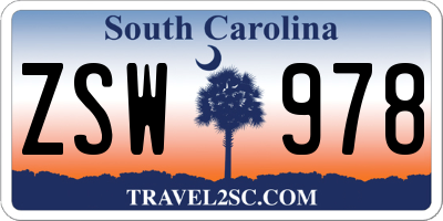 SC license plate ZSW978