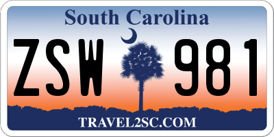 SC license plate ZSW981