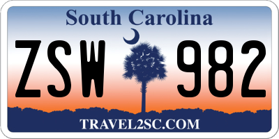 SC license plate ZSW982