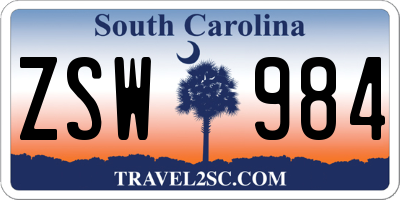 SC license plate ZSW984