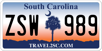 SC license plate ZSW989