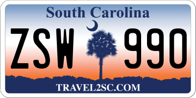 SC license plate ZSW990