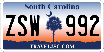 SC license plate ZSW992