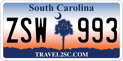 SC license plate ZSW993