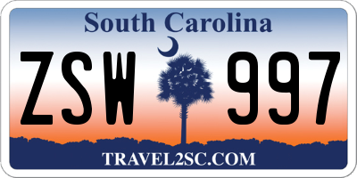 SC license plate ZSW997