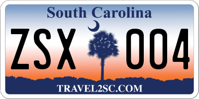 SC license plate ZSX004