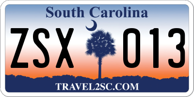 SC license plate ZSX013