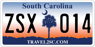 SC license plate ZSX014