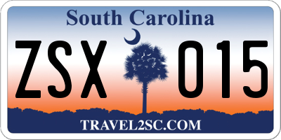 SC license plate ZSX015