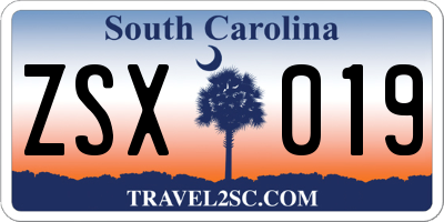 SC license plate ZSX019