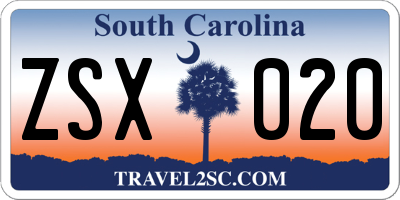 SC license plate ZSX020