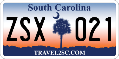 SC license plate ZSX021
