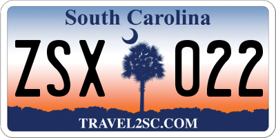SC license plate ZSX022