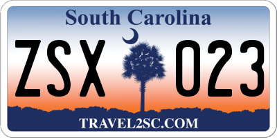 SC license plate ZSX023