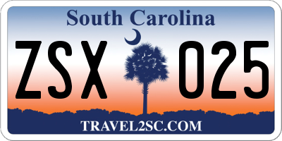 SC license plate ZSX025