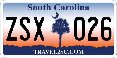 SC license plate ZSX026