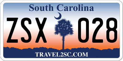 SC license plate ZSX028