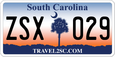 SC license plate ZSX029
