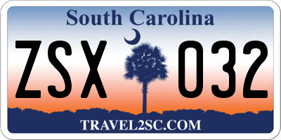 SC license plate ZSX032