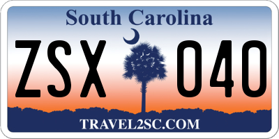 SC license plate ZSX040