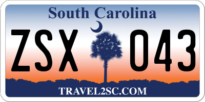 SC license plate ZSX043