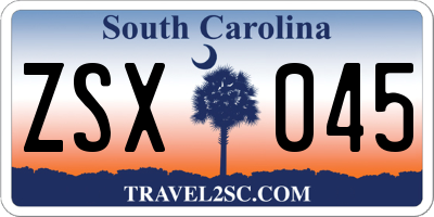 SC license plate ZSX045