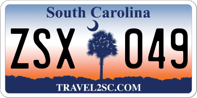 SC license plate ZSX049