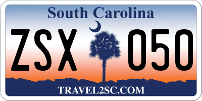 SC license plate ZSX050
