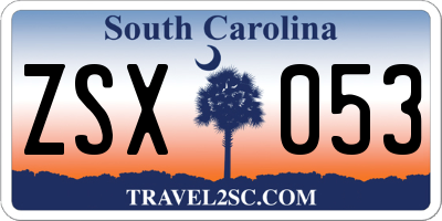 SC license plate ZSX053