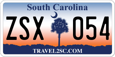 SC license plate ZSX054