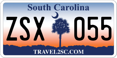 SC license plate ZSX055