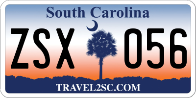 SC license plate ZSX056