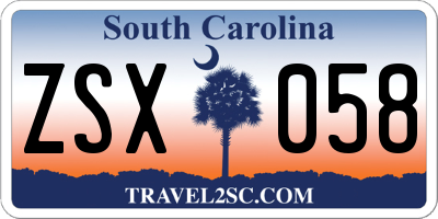 SC license plate ZSX058