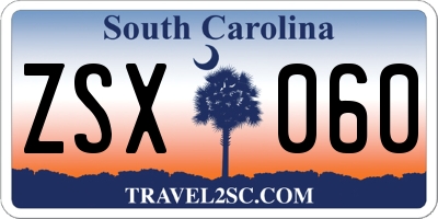 SC license plate ZSX060