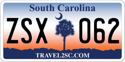 SC license plate ZSX062