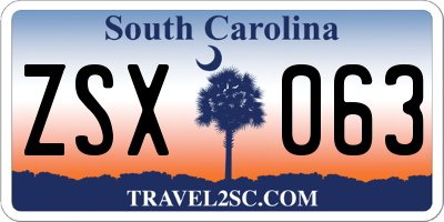 SC license plate ZSX063
