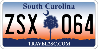 SC license plate ZSX064