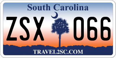SC license plate ZSX066