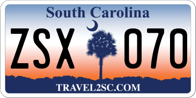 SC license plate ZSX070
