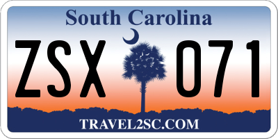SC license plate ZSX071