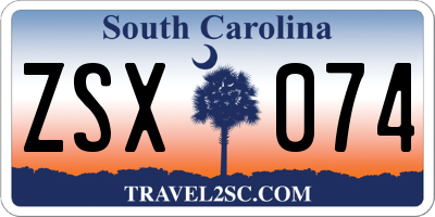 SC license plate ZSX074