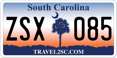 SC license plate ZSX085