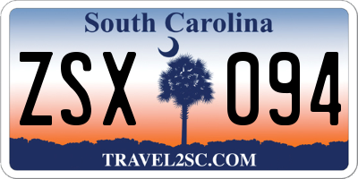 SC license plate ZSX094