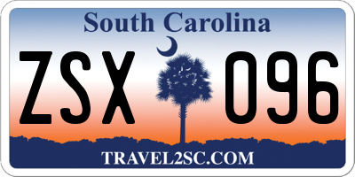 SC license plate ZSX096