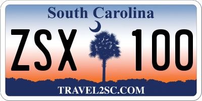 SC license plate ZSX100