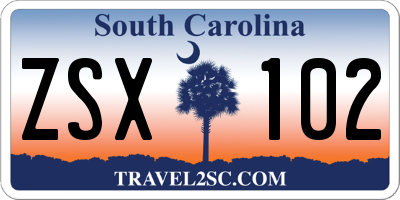 SC license plate ZSX102